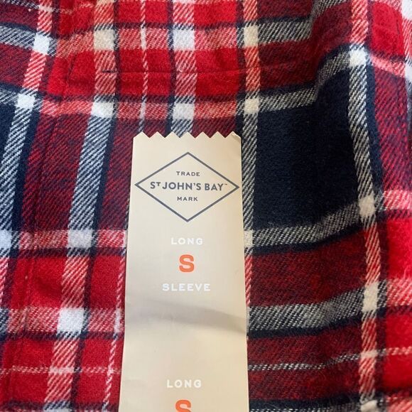 St. John’s bay quality mens wear size long sleeve, Navy red plaid super soft - Picture 8 of 8